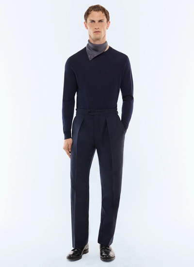 Pantalon homme marine tissu principal: 100% laine viergedoublure ceinture: 58% polyester, 42% cotondoublure jambes: 100% polyesterdoublure poches: 58% polyester, 42% coton Fursac - P3GOHA-LC10-D030