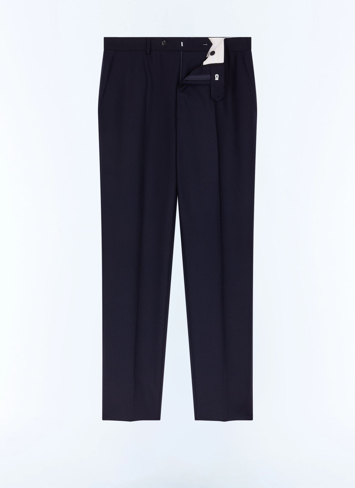 Pantalon bleu homme tissu principal: 100% laine viergedoublure ceinture: 65% polyester, 35% cotondoublure jambes: 100% polyesterdoublure poches: 65% polyester, 35% coton Fursac - P3LOXA-LC14-D030