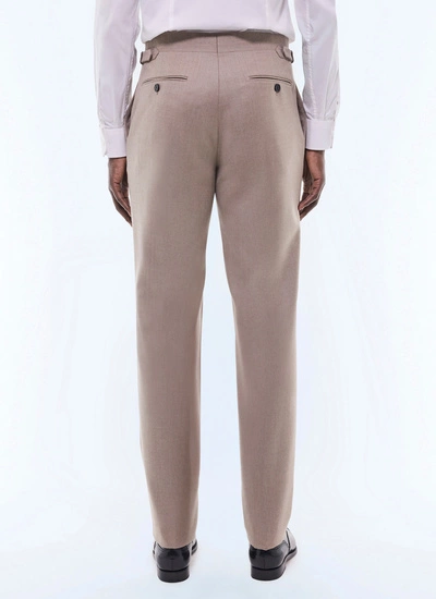 Pantalon marron taupe homme flanelle de laine vierge certifiée Fursac - P3BIXA-GC17-A008