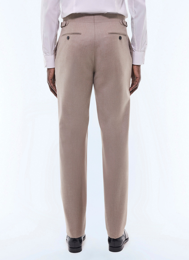 Pantalon marron taupe homme flanelle de laine vierge certifiée Fursac - P3BIXA-GC17-A008
