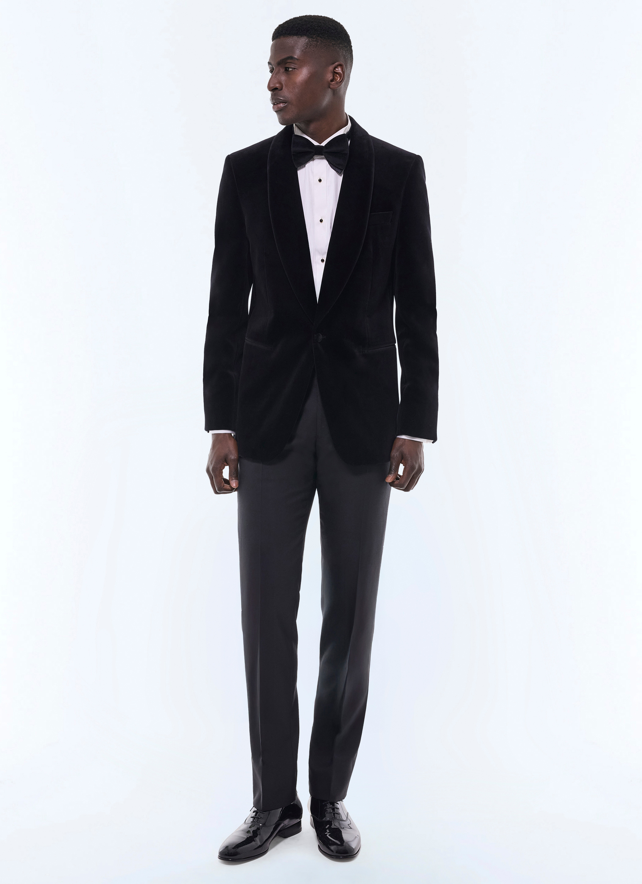 FURSAC - Pantalon de smoking en laine - Homme - Taille 49 - Noir - Collection Cérémonie - Mariage - Coupe Ajustée