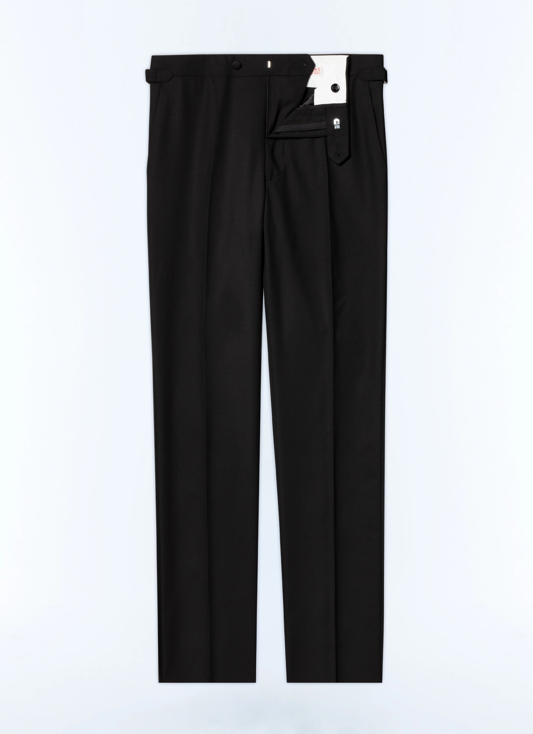 FURSAC - Pantalon de smoking en laine - Homme - Taille 39 - Noir - Collection Cérémonie - Mariage - Coupe Ajustée