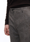 Pantalon en laine cardée à chevrons taupe - 22HP3VOXA-AP03/14