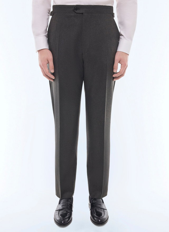 Pantalon homme vert sapin flanelle de laine certifiée Fursac - P3BIXA-EC29-H011