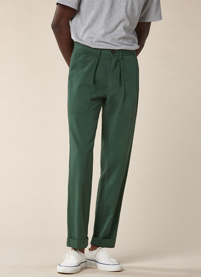 Pantalon homme vert gabardine de coton Fursac - 21EP3SALA-SP13/47