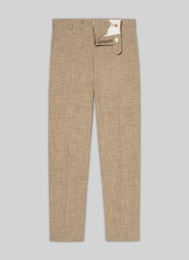 Pantalon beige homme laine vierge, soie et coton Fursac - 22EP3VOXA-VX18/56