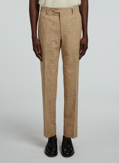 Pantalon homme beige laine vierge, soie et coton Fursac - P3VOXA-VX18-56