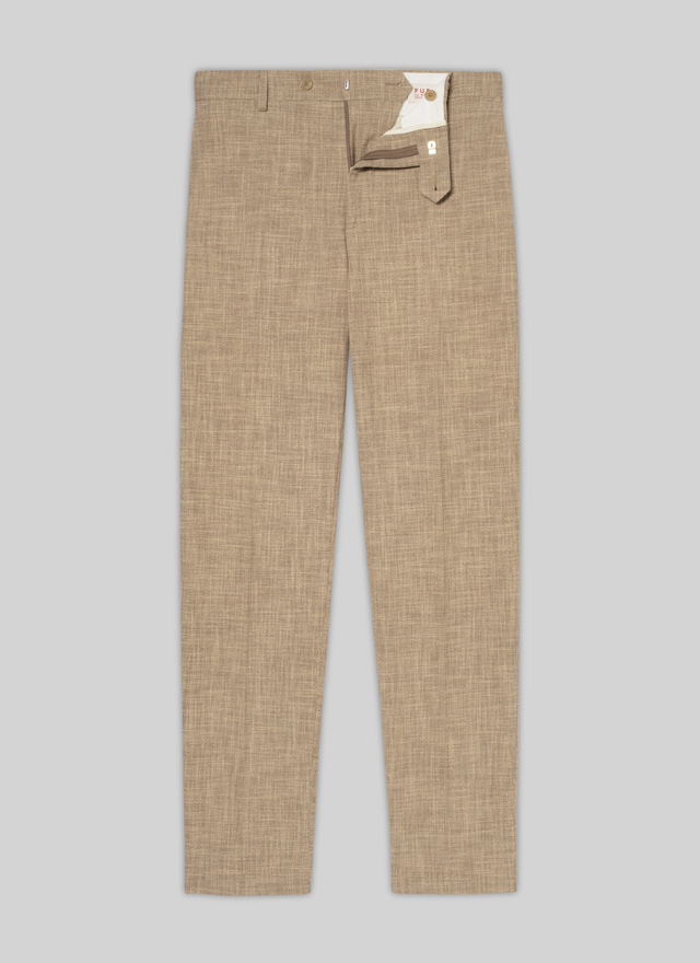 Pantalon beige homme laine vierge, soie et coton Fursac - P3VOXA-VX18-56