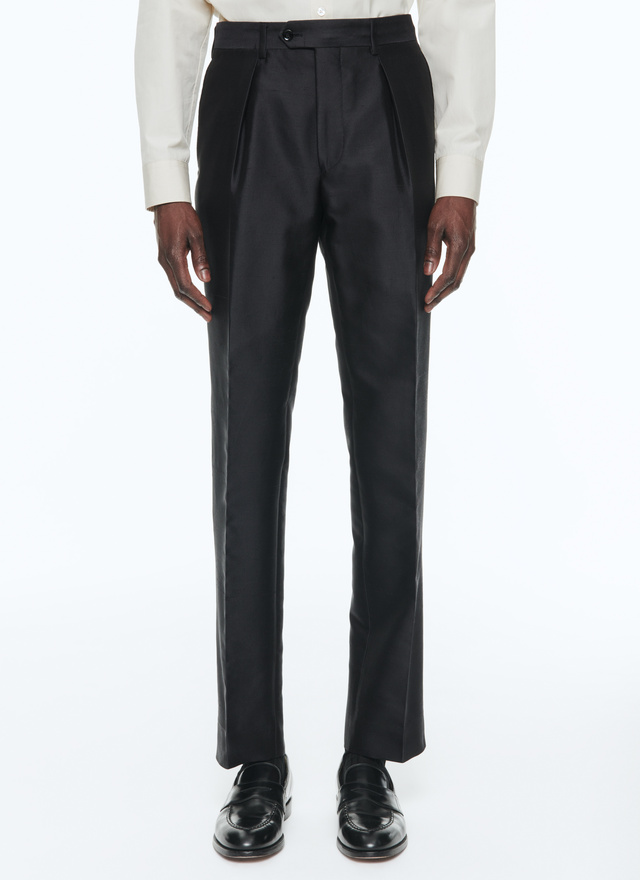 Pantalon homme noir serge de coton et soie Fursac - P3BOXX-AC69-20