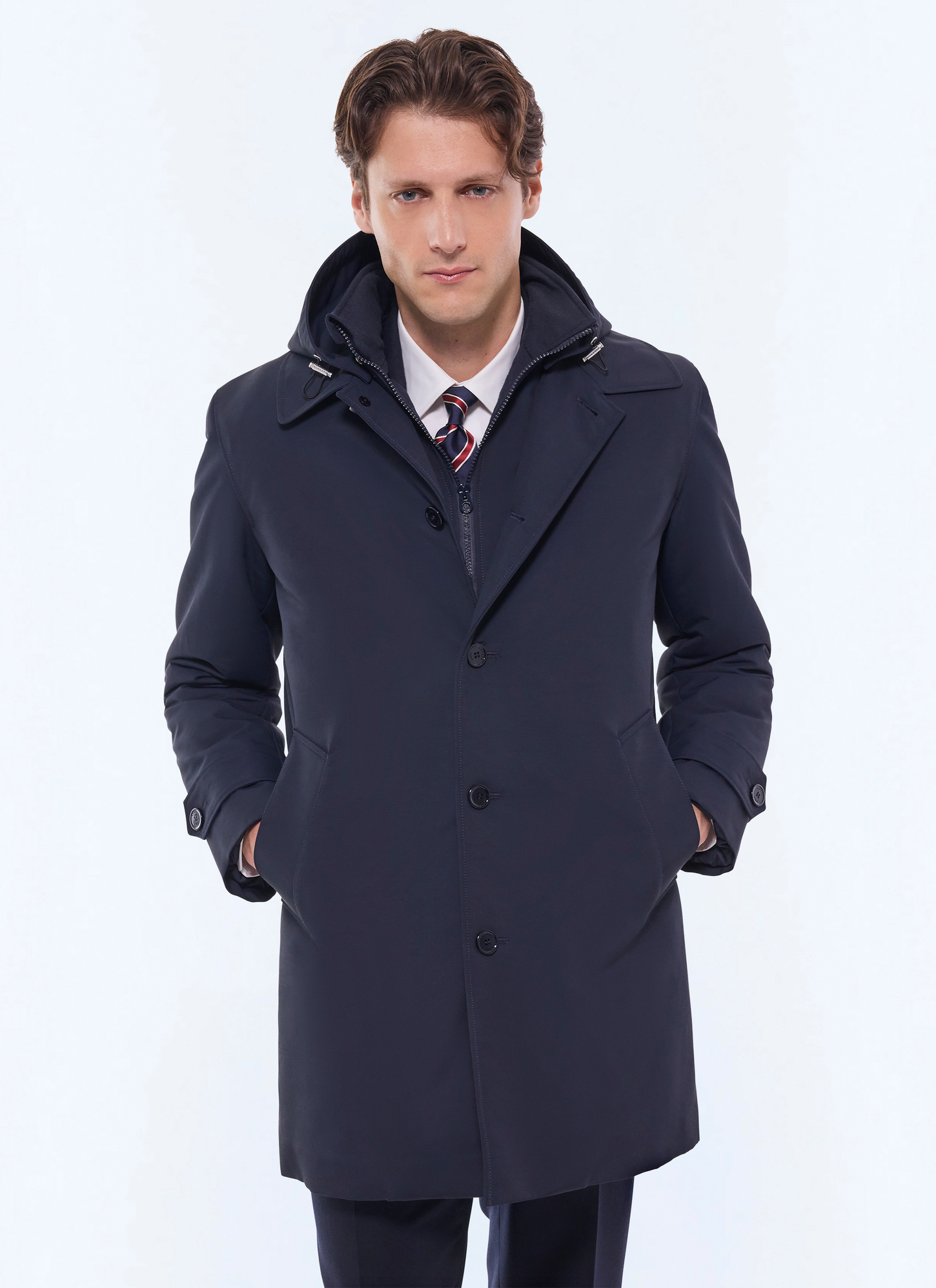 Parka homme bleu marine tissu technique déperlant Fursac - M3EFFA-EM42-D030