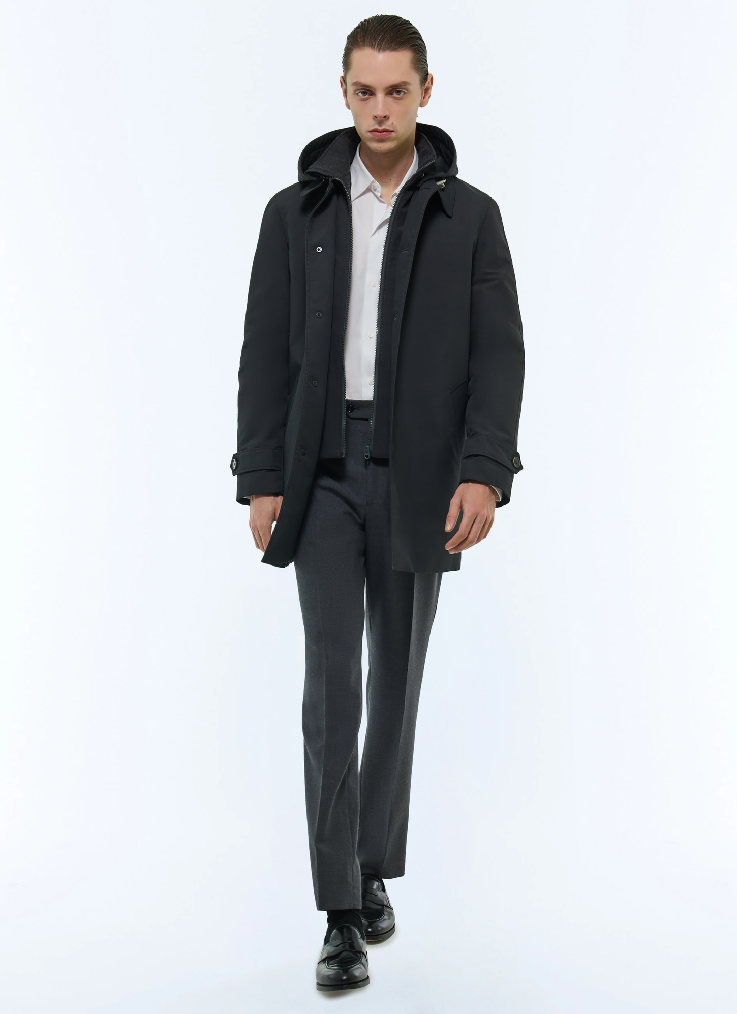 Men's charcoal grey parka Fursac - M3AFFA-A305-B021