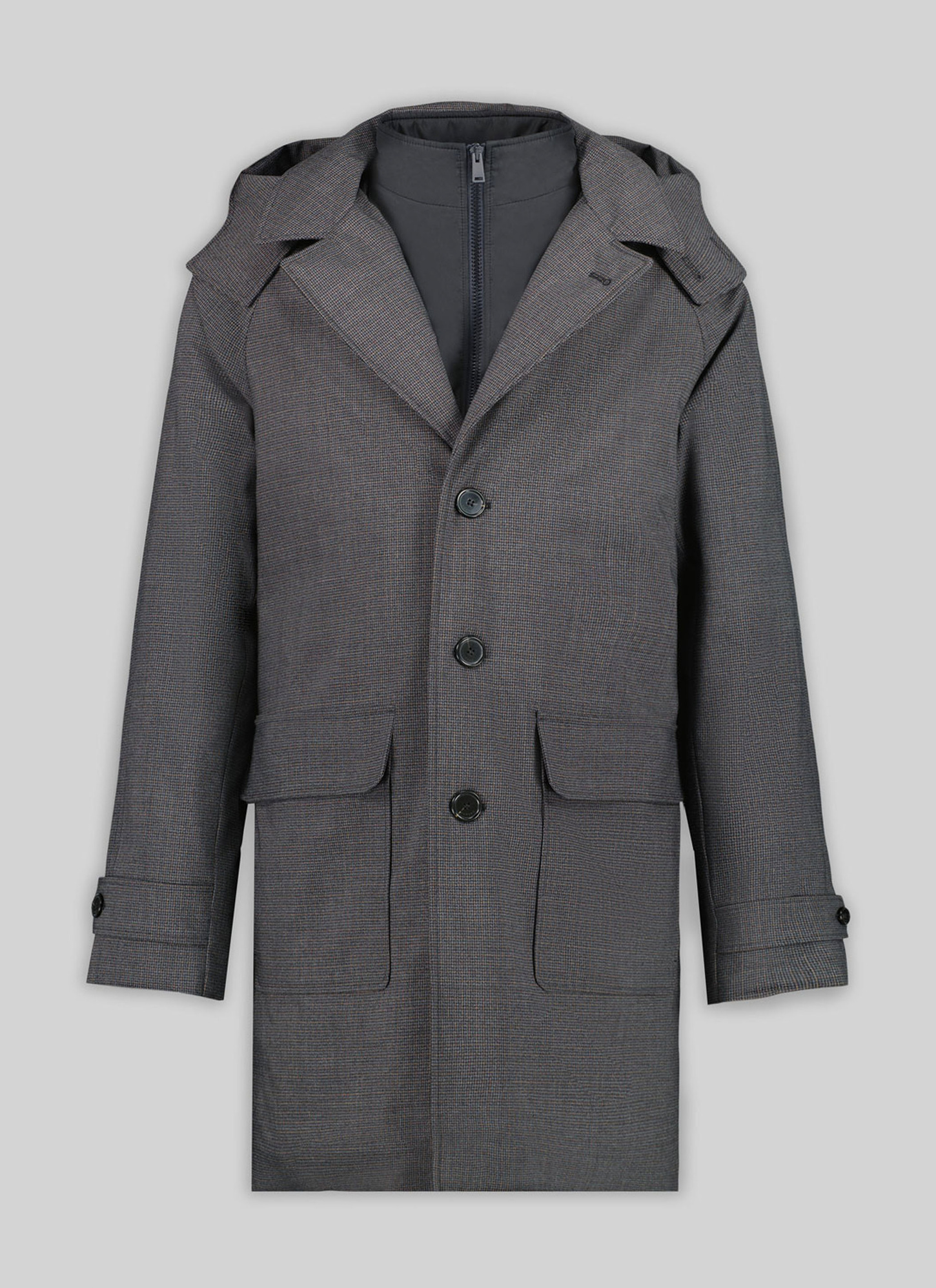 Men's grey membrane technical fabric parka Fursac - M3TECK-KM20-29