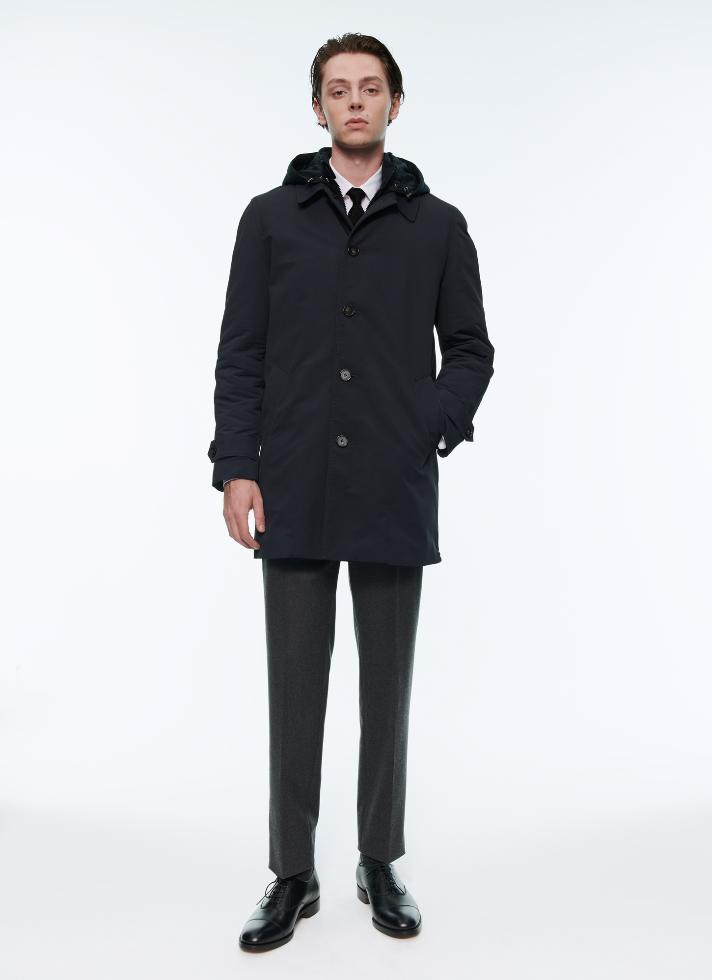 Men's parka navy blue nylon and cotton canvas Fursac - M3AFFA-A305-30