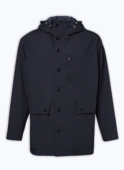 Men's blue, navy blue technical canvas parka Fursac - M3DARK-DM25-D030