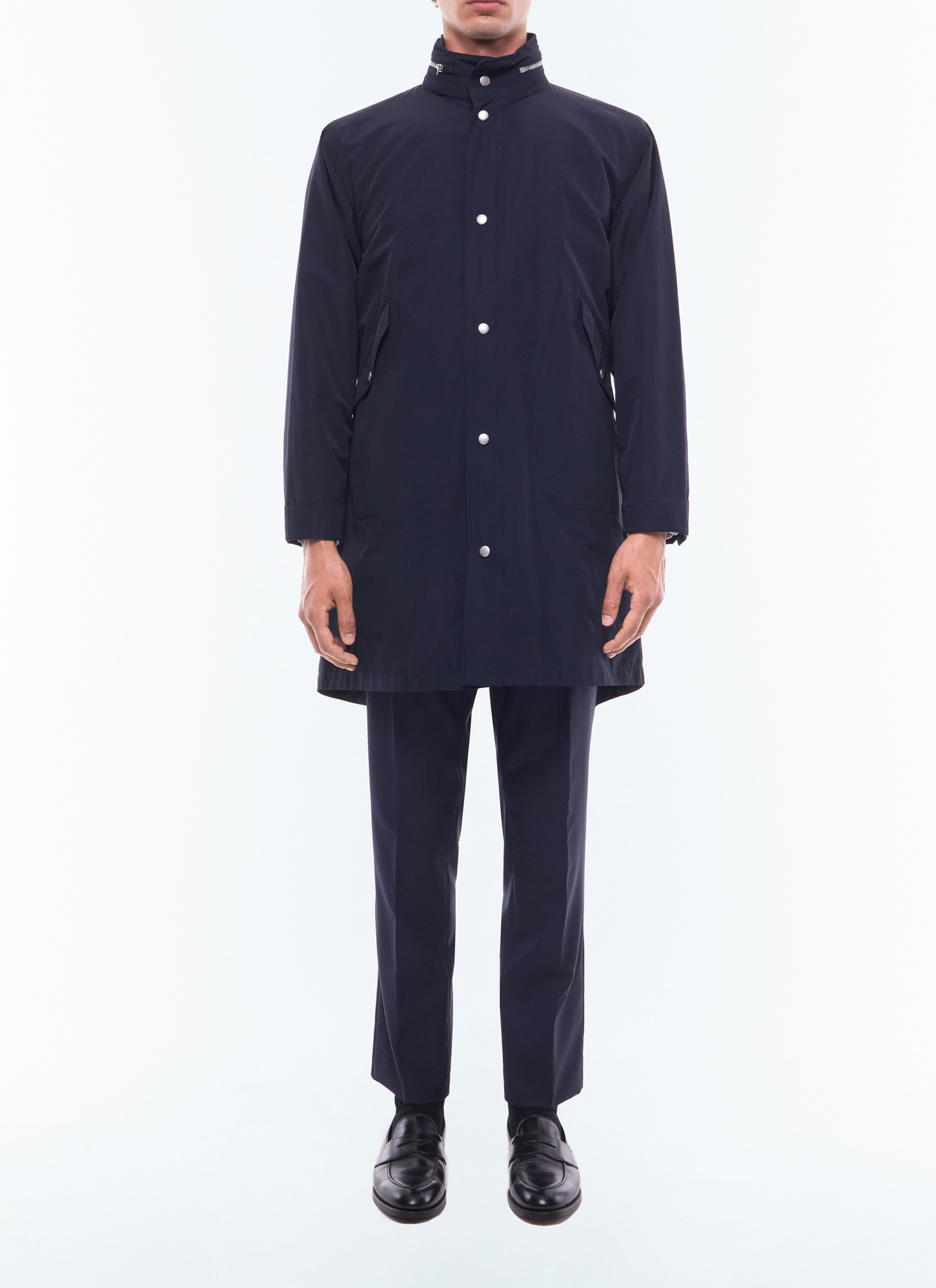 Men's parka navy blue ottoman fabric in cotton and polyamide Fursac - M3DISH-DM08-D030