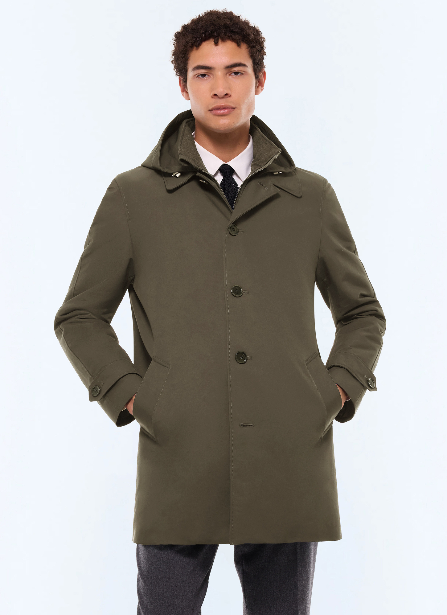 Men's parka olive green technical water-repellent fabric Fursac - M3EFFA-EM42-H015