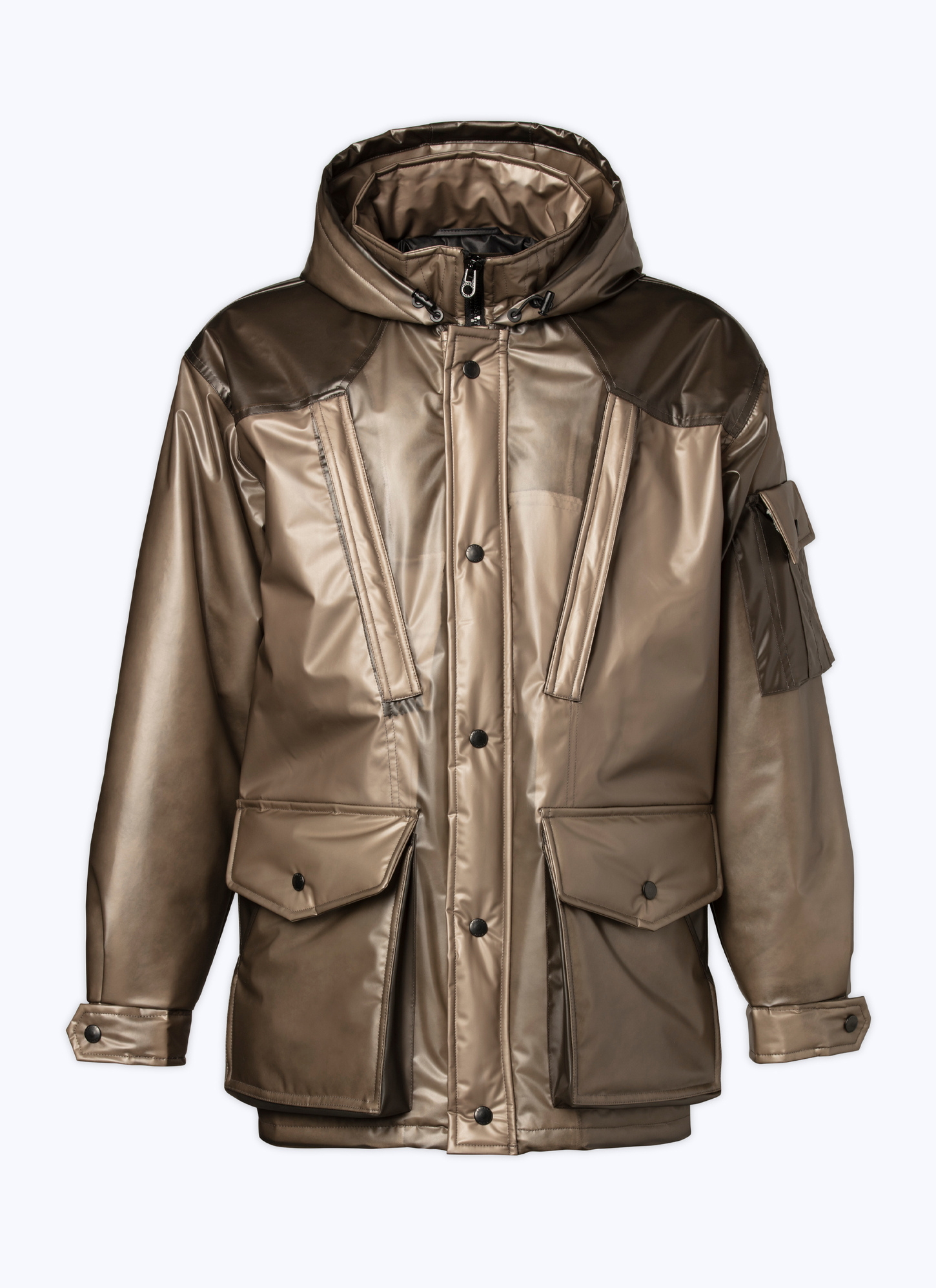 Men's grey technical fabric in waterproof resin parka Fursac - M3ARKA-CM11-B013