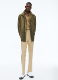 Olive green cotton satin jacket - M3BOMO-BM17-44