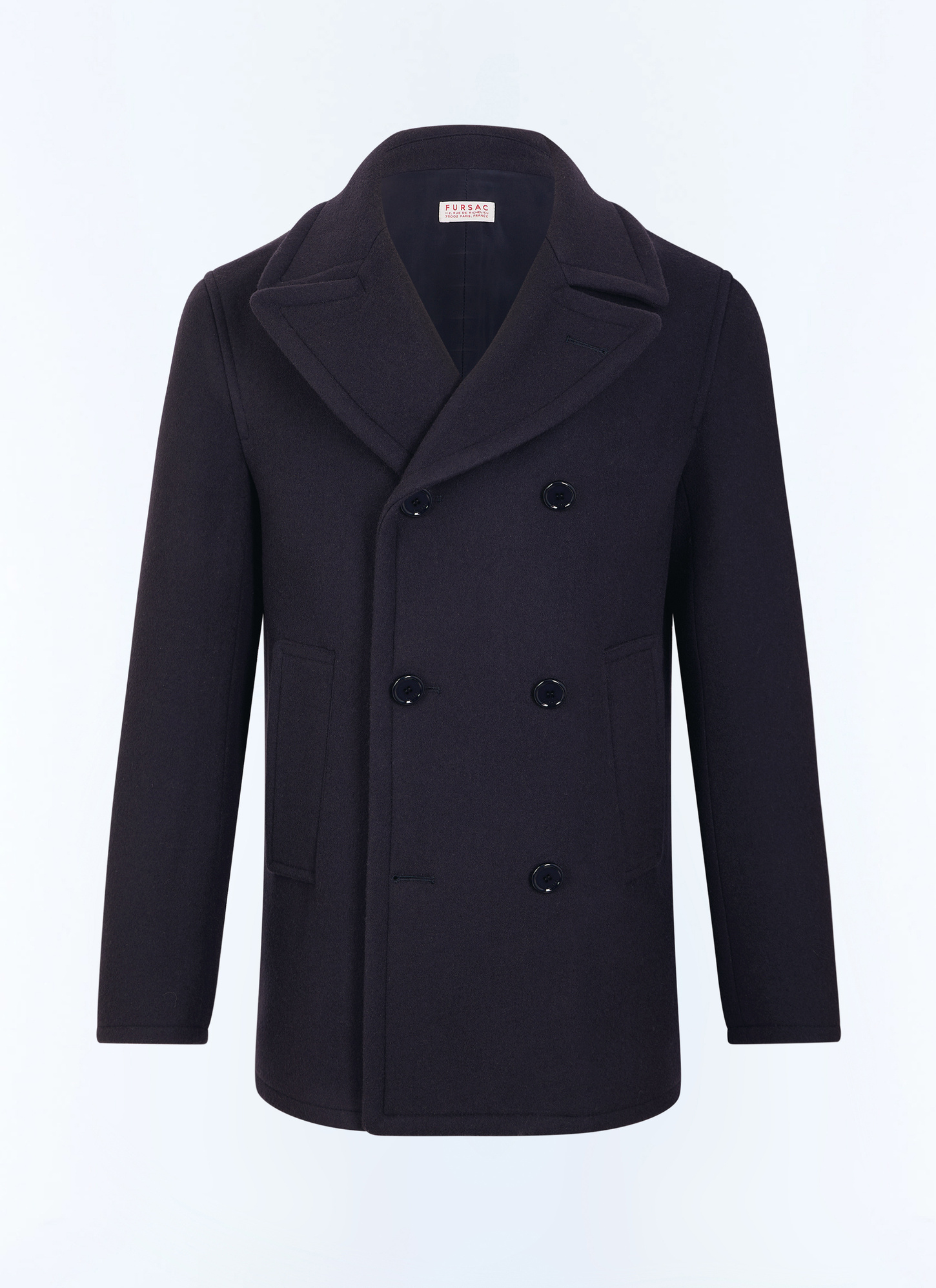Men's blue, navy blue main fabric: 70% virgin wool, 20% polyamide, 10% cashmerelining: 100% viscose pea coat Fursac - M3LBAN-LM01-D030
