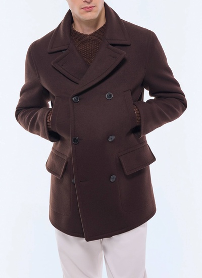 Men's pea coat brown blended wool cloth Fursac - M3ABAN-GM28-G018