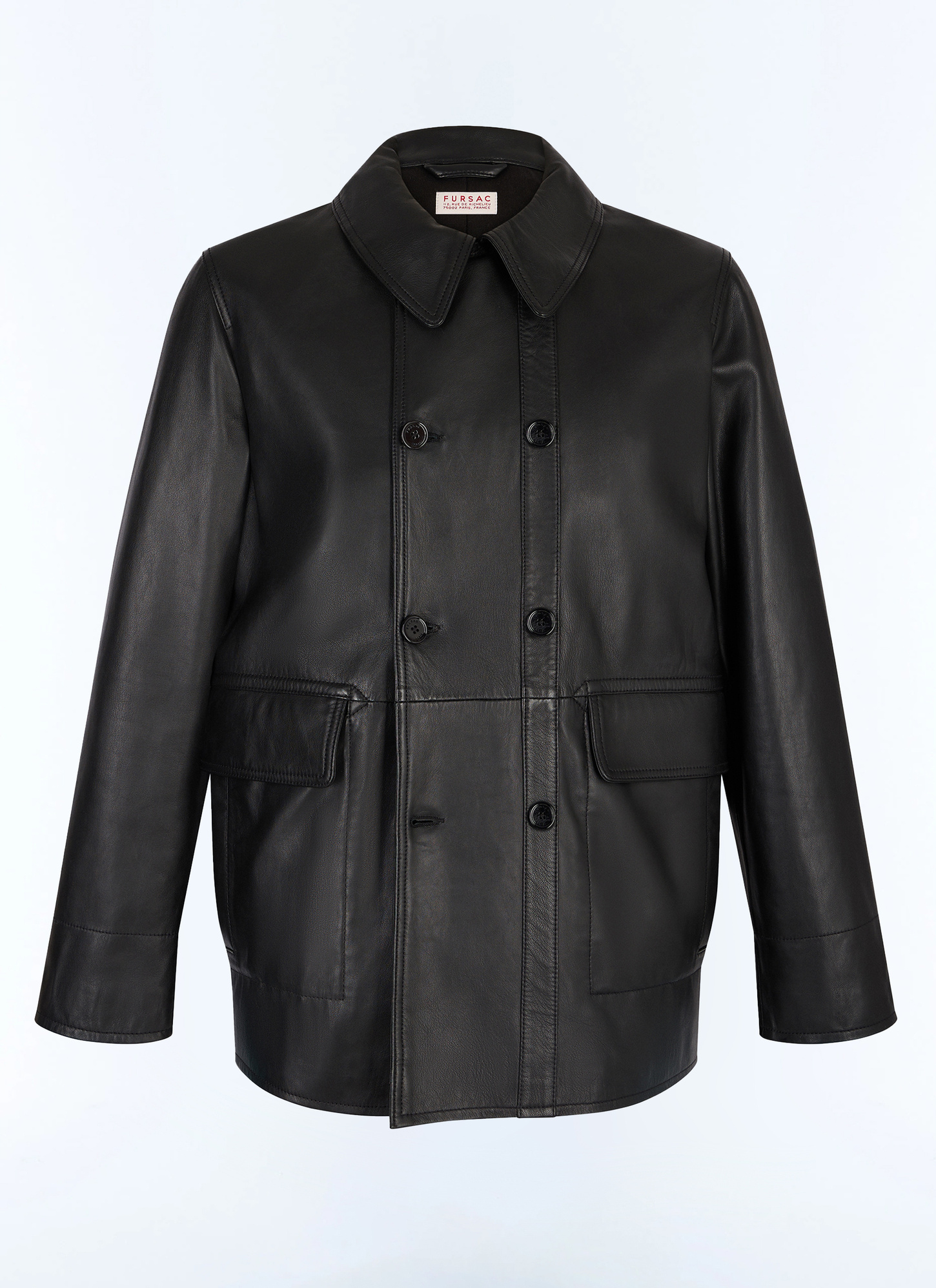 Men's black soft lamb leather pea coat Fursac - M3JAUT-GL01-B020