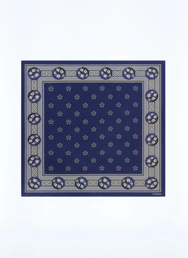 Pochette homme bleu marine laine vierge et soie Fursac - D1POCH-ER26-D030