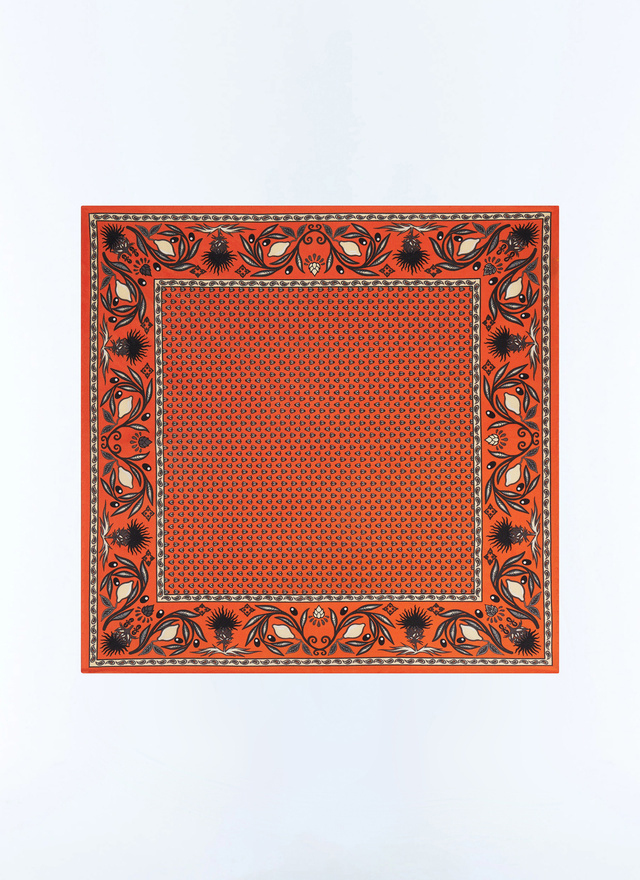 Pochette homme orange soie Fursac - D1POCH-JR12-E014