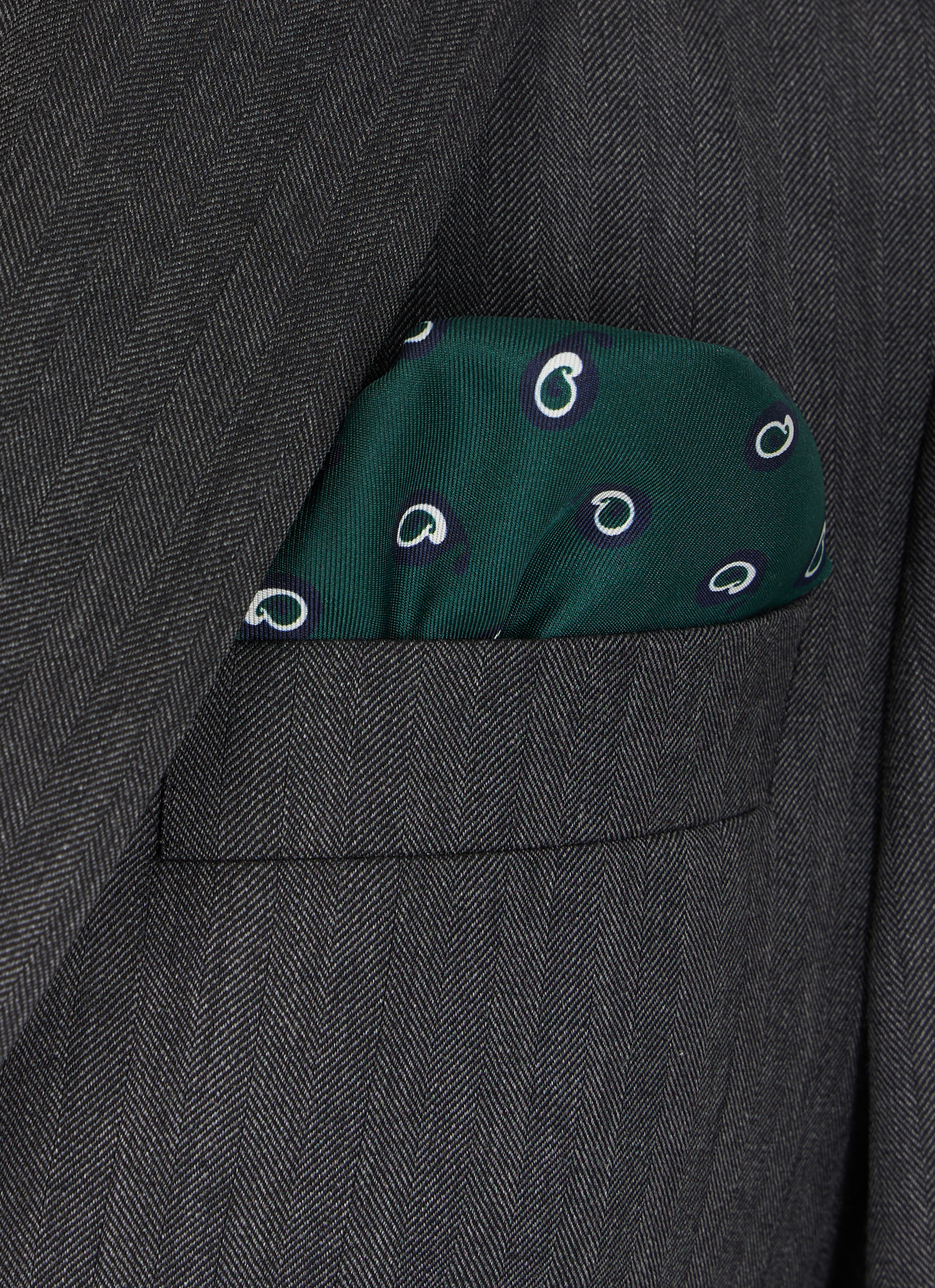 FURSAC - Pochette en twill de soie à imprimé - Homme - Taille Unique - Vert