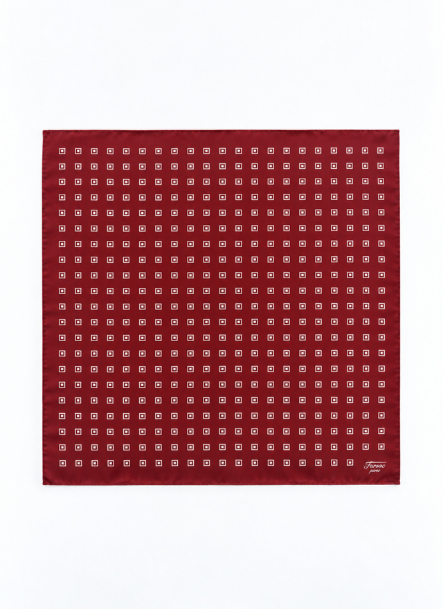 Men's pocket square burgundy main fabric: 100% silklining: none Fursac - D1POCH-LR06-C014