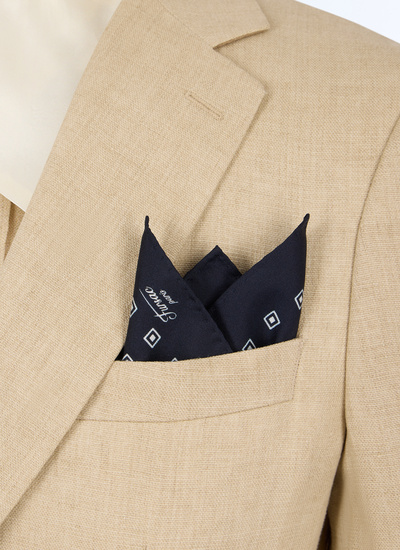 Men's pocket square navy main fabric: 100% silklining: none Fursac - D1POCH-LR06-D030