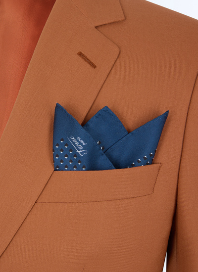 Men's pocket square teal main fabric: 100% silklining: none Fursac - D1POCH-LR12-D025
