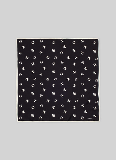 Men's pocket square black and écru silk Fursac - 22ED1POCH-VR17/20
