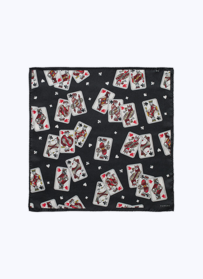 Men's pocket square black silk Fursac - 22HD1POCH-AR18/20