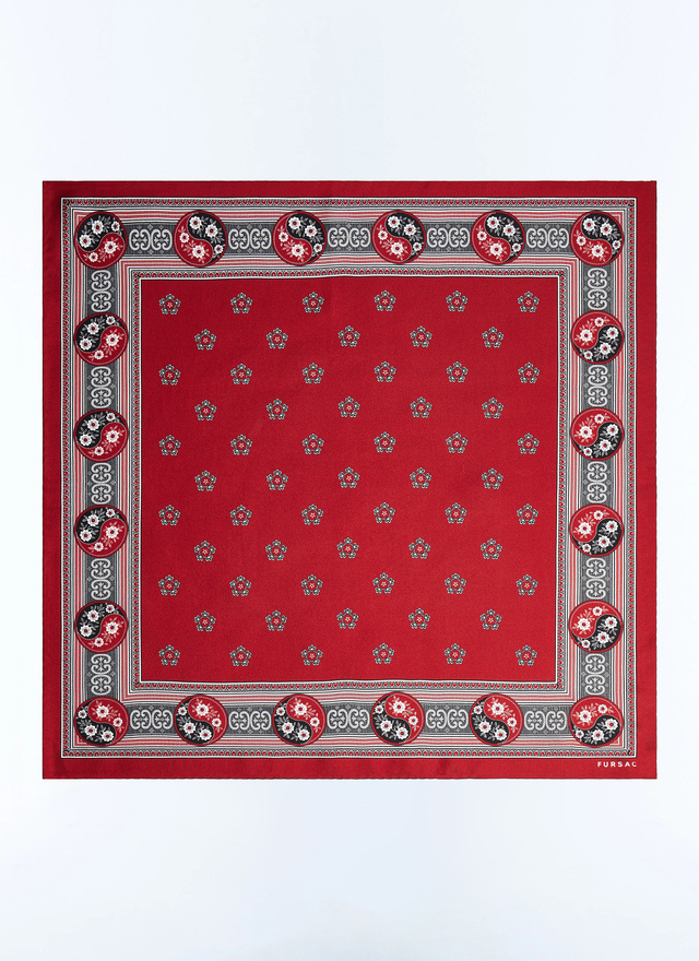 Men's pocket square burgundy silk Fursac - D1POCH-GR44-C014
