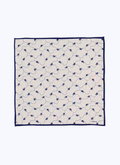 Ecru silk pocket square with print - D1POCH-TR48-02