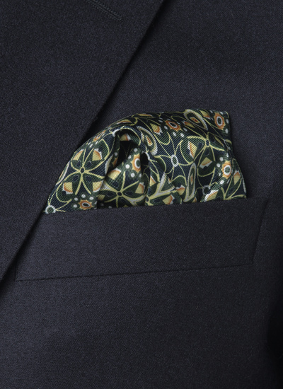 Men's pocket square emerald green silk Fursac - 22HD1POCH-AR17/41