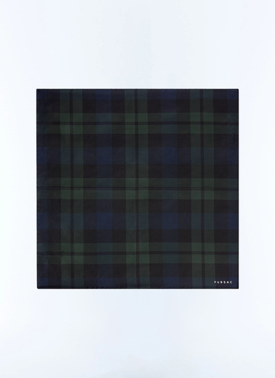 Men's pocket square english green tartan pattern silk Fursac - D1POCH-JR01-H011