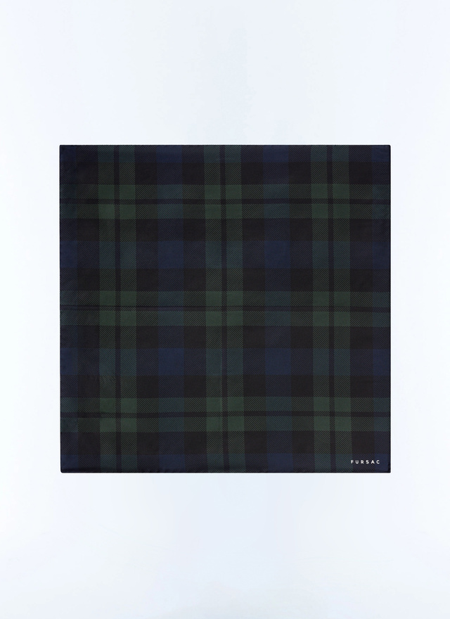 Men's pocket square english green tartan pattern silk Fursac - D1POCH-JR01-H011