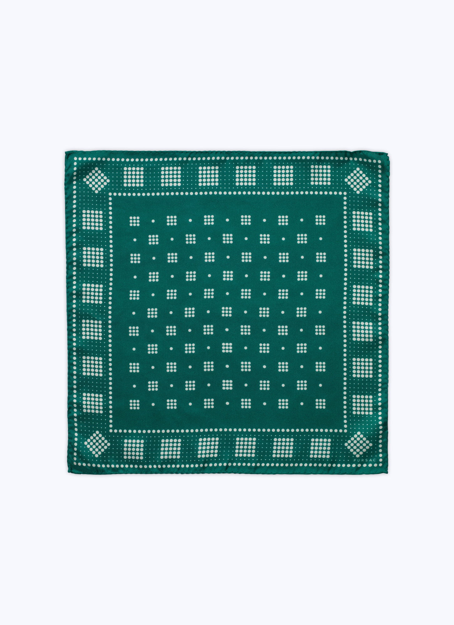Men's pocket square green silk Fursac - D1POCH-AR14-41