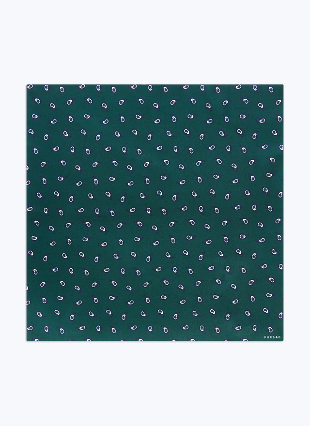 Men's pocket square green silk Fursac - D1POCH-ER12-H009