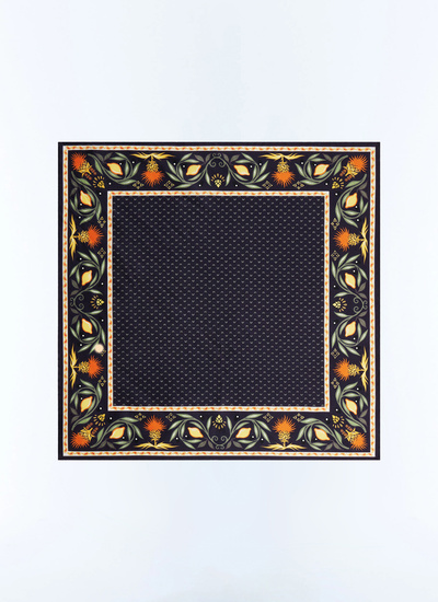 Men's pocket square navy blue silk Fursac - D1POCH-JR13-L003