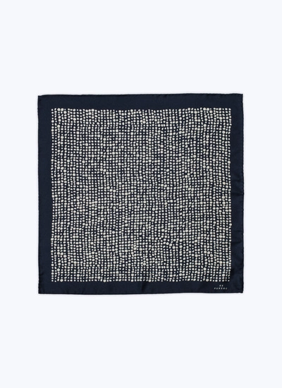 Men's pocket square navy blue silk Fursac - D1POCH-B222-30