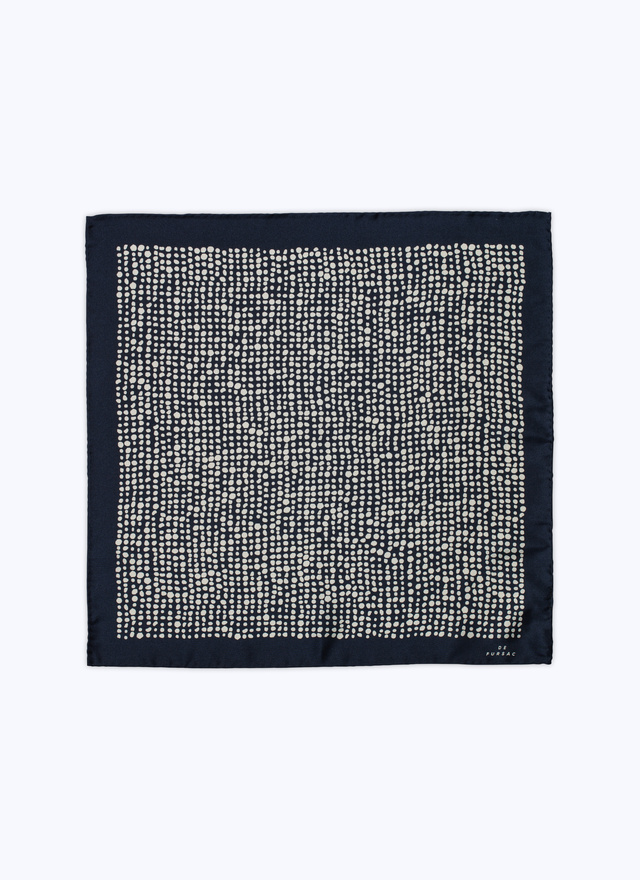 Men's pocket square navy blue silk Fursac - D1POCH-B222-30