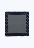 Navy blue silk pocket square with prints - D1POCH-E292-30