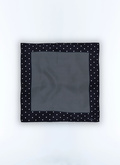 Navy blue silk pocket square with prints - D1POCH-E292-30