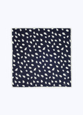 Navy blue silk pocket square with fancy print - PERD1POCH-VR19/30