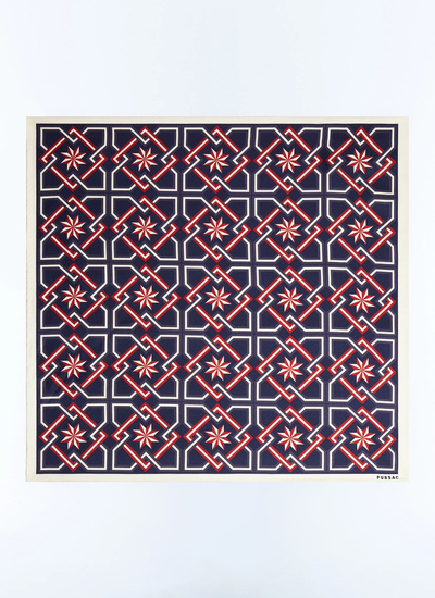 Men's pocket square navy blue silk Fursac - D1POCH-GR37-D030