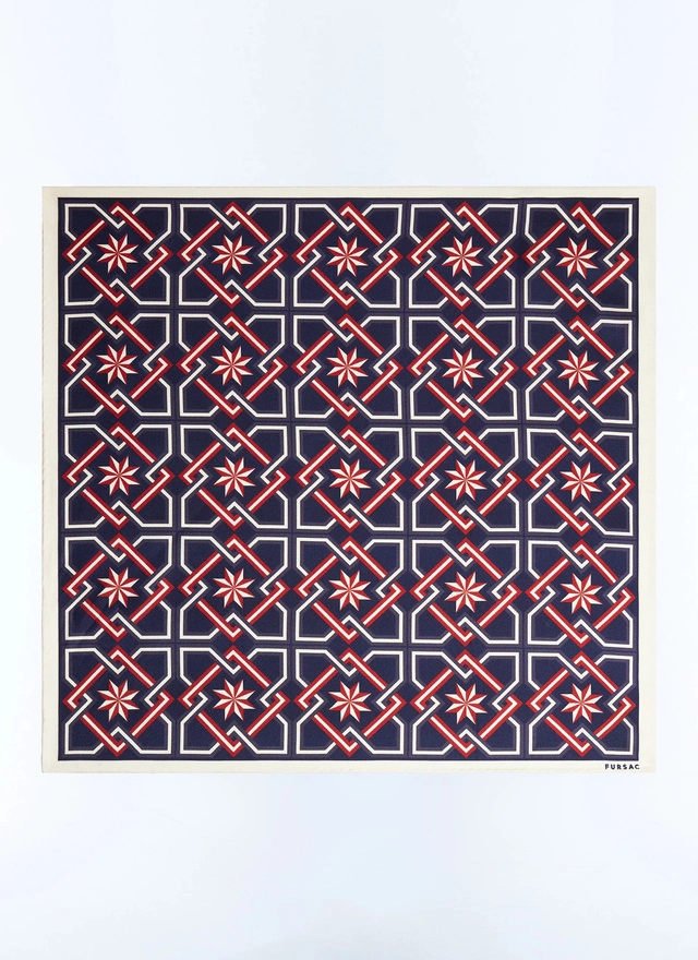 Men's pocket square navy blue silk Fursac - D1POCH-GR37-D030