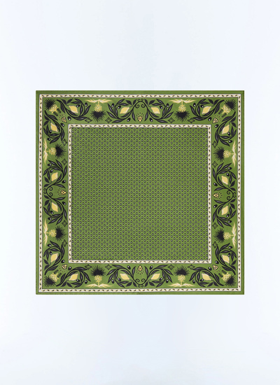 Men's pocket square sage green silk Fursac - D1POCH-JR12-H006