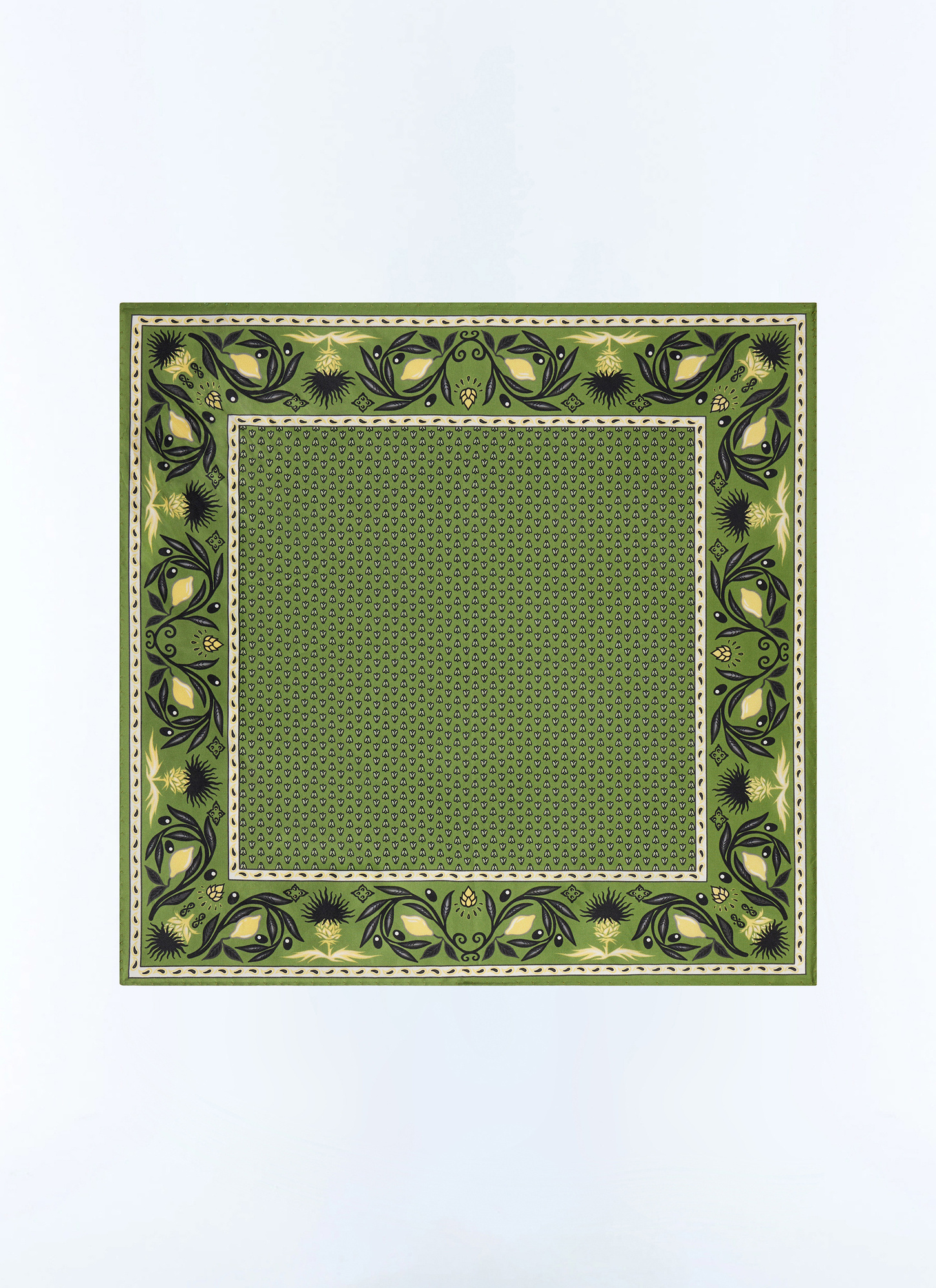 Men's pocket square sage green silk Fursac - D1POCH-JR12-H006